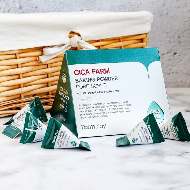 Švelnus Veido Šveitiklis su Soda ir Cica FarmStay Cica Farm Baking Powder Pore Scrub, 7 ml
