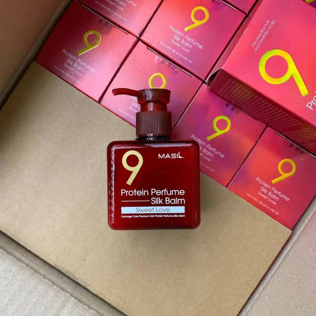 Masil 9 Protein Perfume Silk Balm (Sweet Love) – Nenuplaunamas šilko balzamas su proteinais ir prabangiu aromatu
