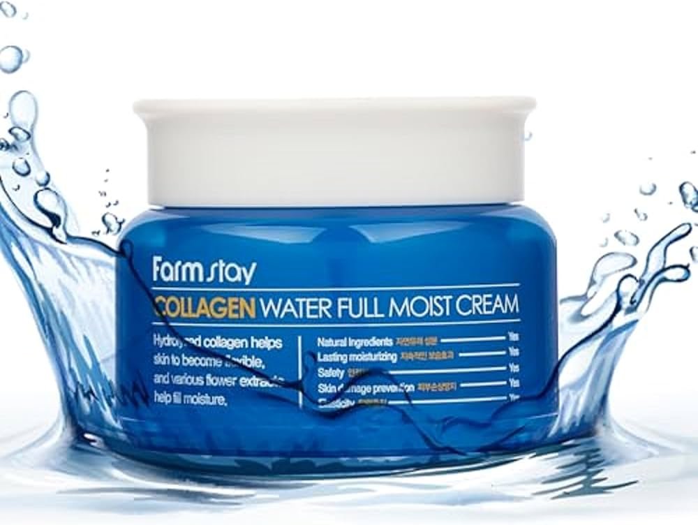 FarmStay „Collagen Water Full“ – Intensyviai drėkinantis veido kremas su kolagenu ir gėlių ekstraktais (100 ml)