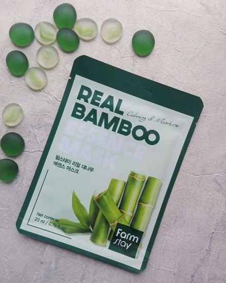 Farmstay Real Bamboo Essence Mask – drėkinanti lakštinė veido kaukė Plaukų Pasaka