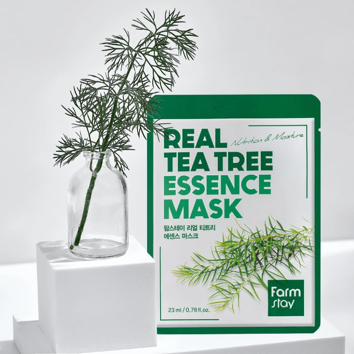 Farmstay Real Tea Tree Essence Mask veido kaukė su arbatmedžiu