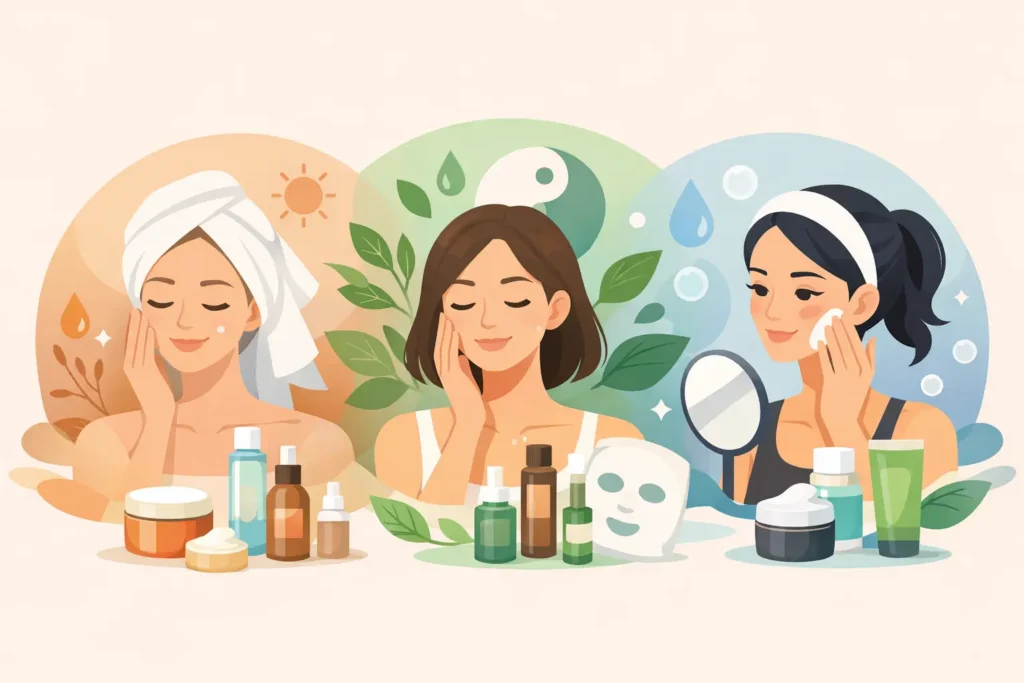 K beauty rutinos pavyzdžiai pagal odos tipą
