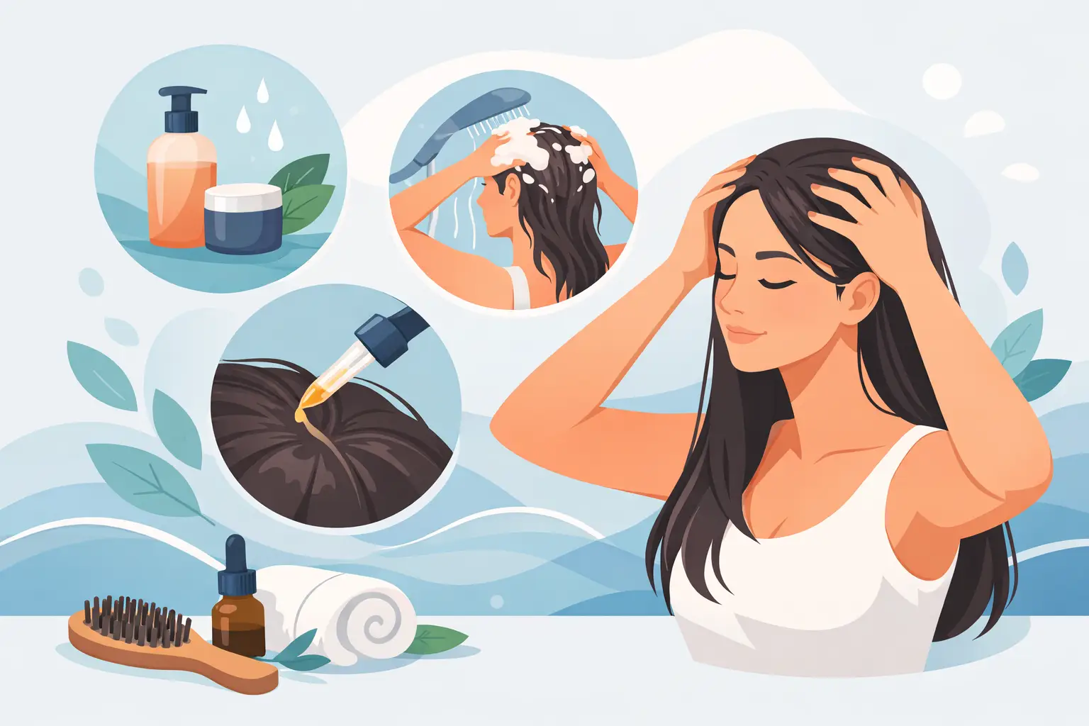 Savaitinė galvos odos rutina - pavyzdys